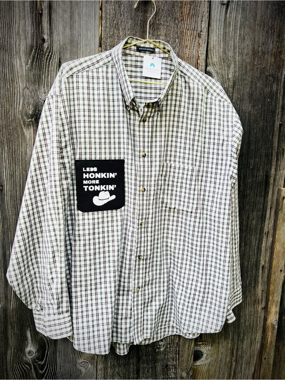 Men's Less Honkin’ More Tonkin’ Plaid Button-Down Shirt